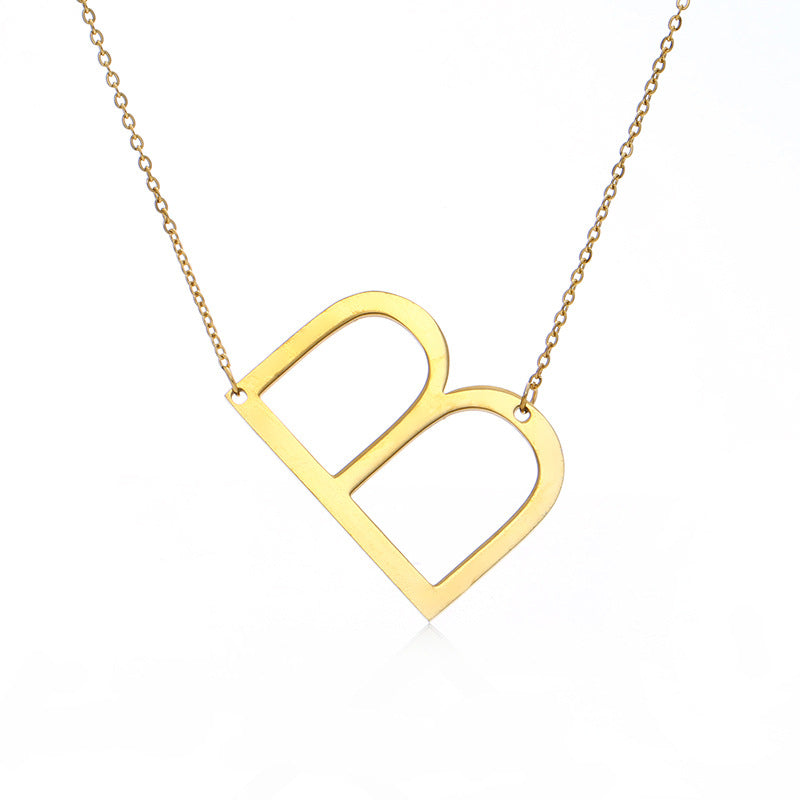 Fabulous Rose Gold Plated Stainless Steel Initial Letter Pendant Necklace