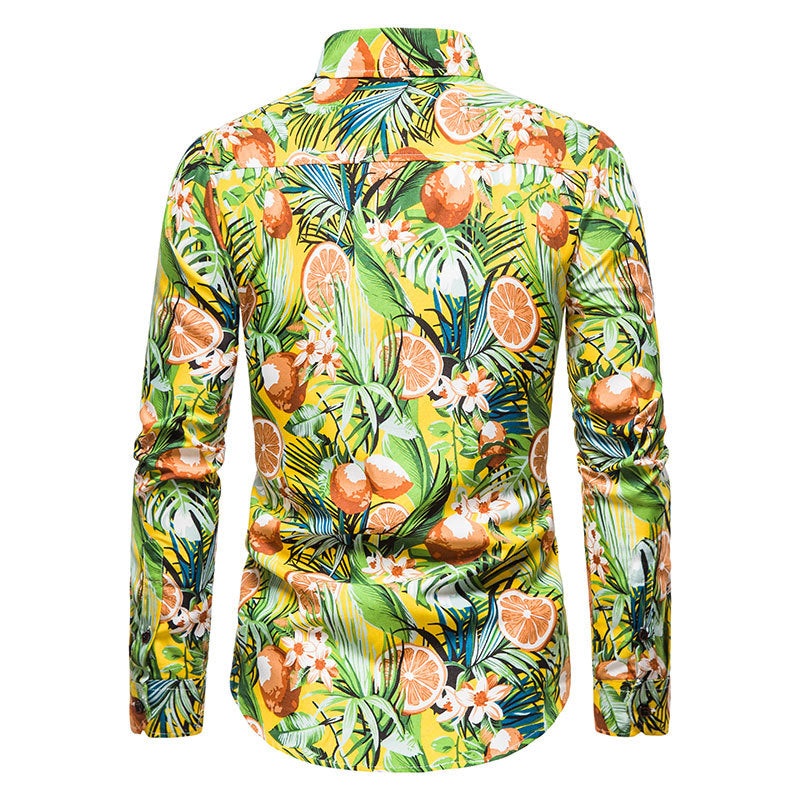 Mens Casual Long Sleeved Floral Shirt