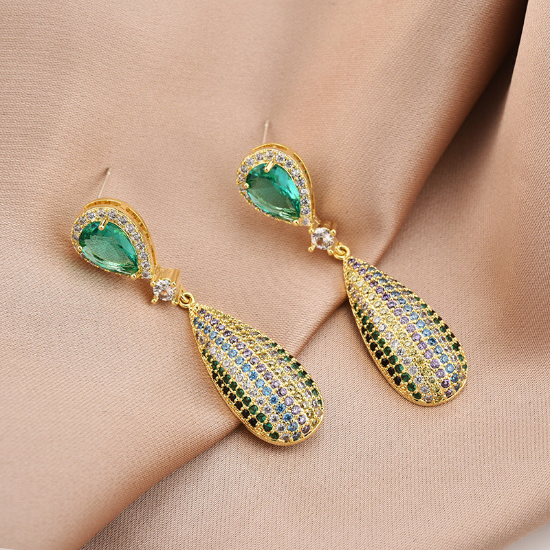 S925 Silver Needle Drop Zircon Earrings Long Earrings Earrings Earrings