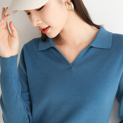 New T-shirt women\'s Pullover Sweater solid color loose shirt