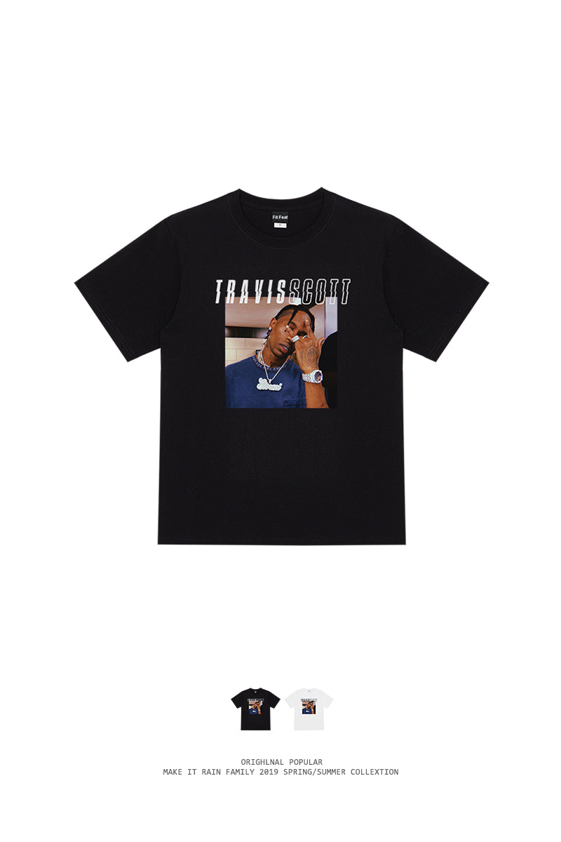 Travis Scott Street Hip-hop Ins Super Hot Jacques Webster Rap Rap Short-sleeved T-shirt