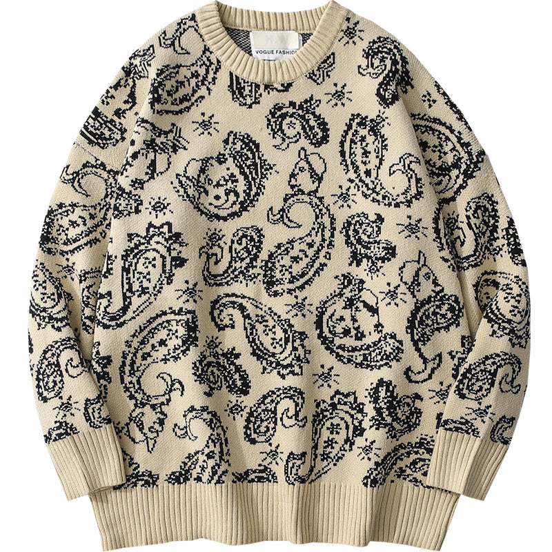 S.M.  Chao Brand Fried Cashew Full Print Pullover Sweater