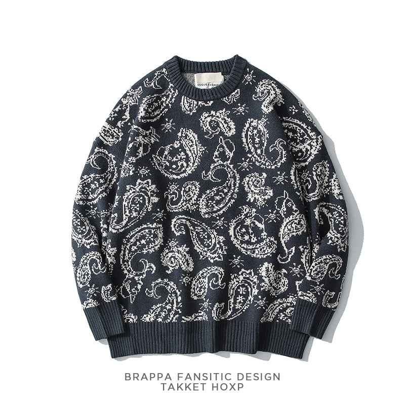 S.M.  Chao Brand Fried Cashew Full Print Pullover Sweater