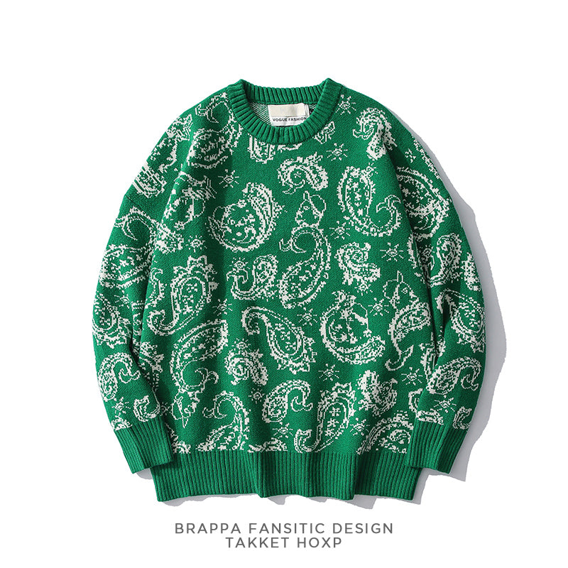 S.M.  Chao Brand Fried Cashew Full Print Pullover Sweater