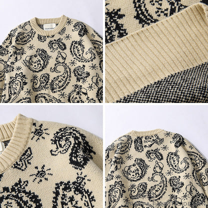 S.M.  Chao Brand Fried Cashew Full Print Pullover Sweater