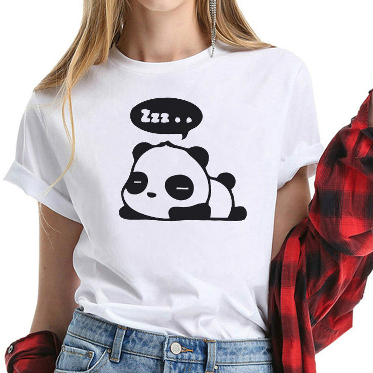 S.W. Sleeping Panda Pure Cotton sorry Women's sleeved T-shirt