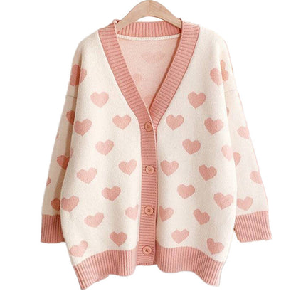 S.W. Small Knitted Cardigan Sweet heart sweater