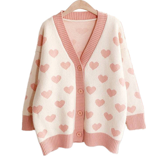 S.W. Small Knitted Cardigan Sweet heart sweater