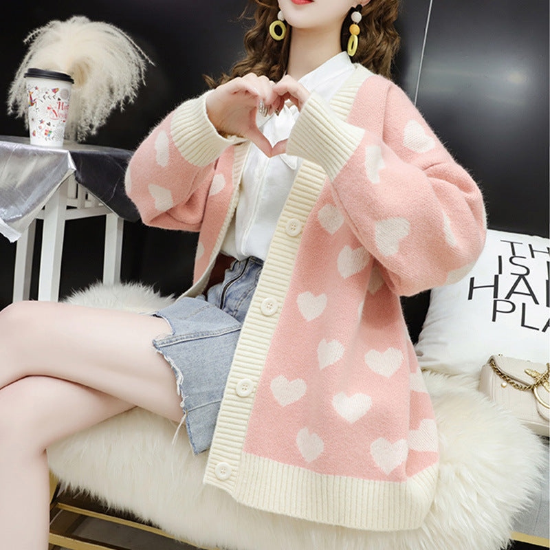 S.W. Small Knitted Cardigan Sweet heart sweater