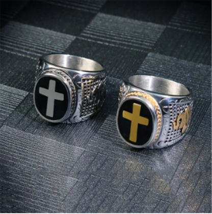 European And American Religious Hip-hop Cross Ring Men