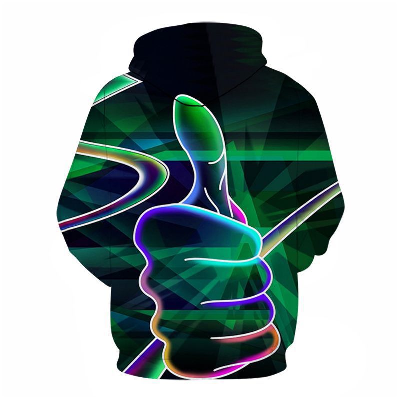 a hoodie with a graphic of a person holding a spoon