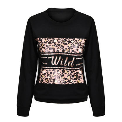 F.J.C. S.W.  Leopard "Wild" letter print Sweatshirt