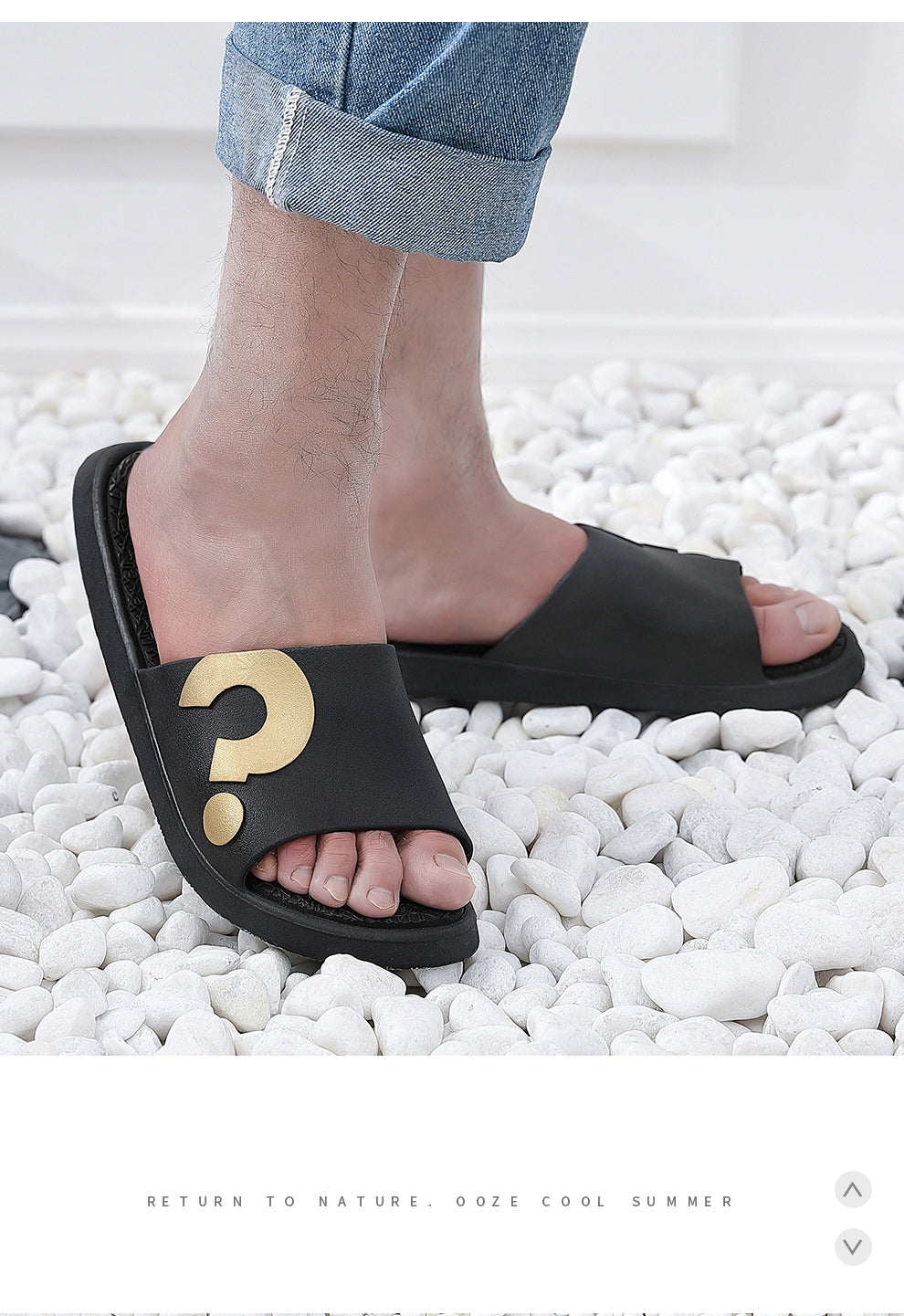 Home Men Slippers Summer Beach Question Mark Indoor Male Slides Soft Bottoms Non-slip Men's Shoes