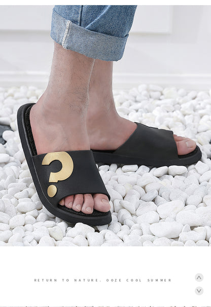 Home Men Slippers Summer Beach Question Mark Indoor Male Slides Soft Bottoms Non-slip Men's Shoes