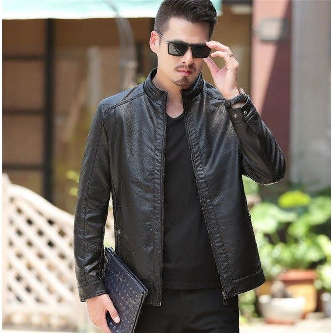 S.M. Men's Leather  Down Biker Jacket