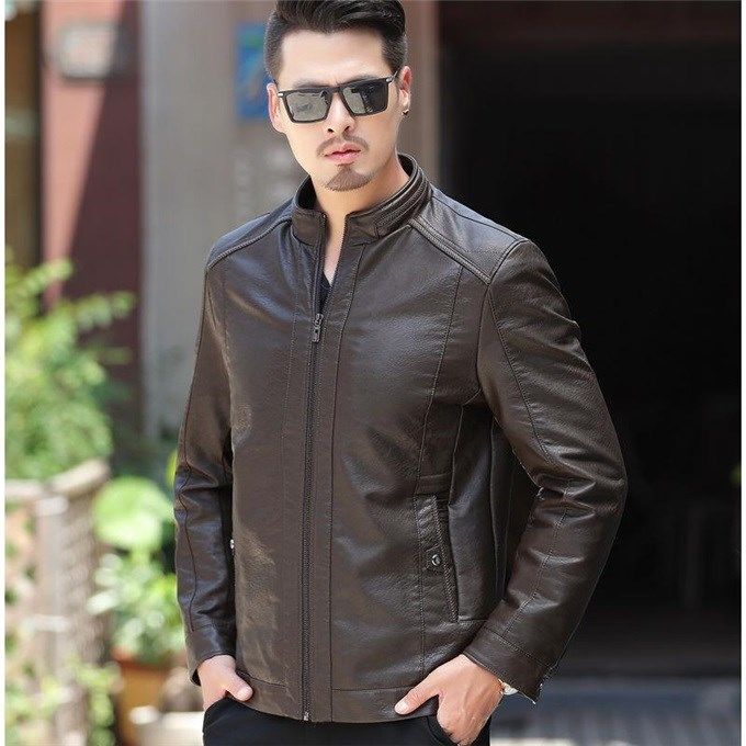 S.M. Men's Leather  Down Biker Jacket