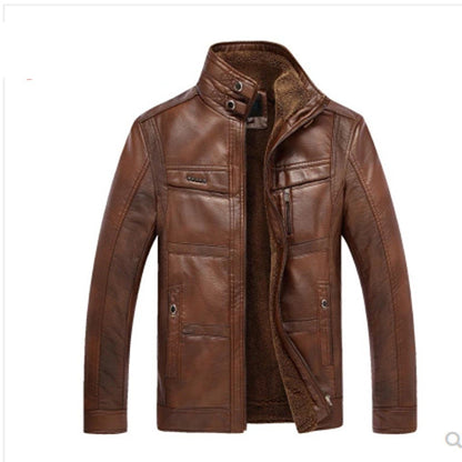 S.M. Men's Leather  Down Biker Jacket