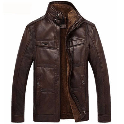 S.M. Men's Leather  Down Biker Jacket