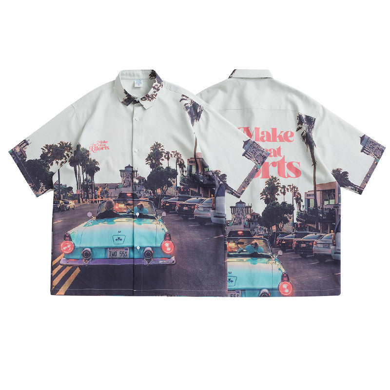 S.M. Hip Hop Digital Full Print Short Sleeve Shirt