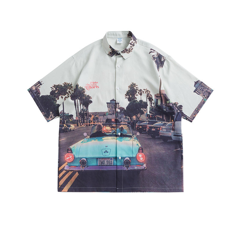 S.M. Hip Hop Digital Full Print Short Sleeve Shirt