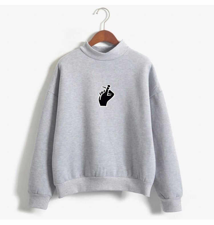 Fast Selling Popular Women\'s Clothing Korean Ulzzang Love Finger Than Heart Gesture Plush Sweater