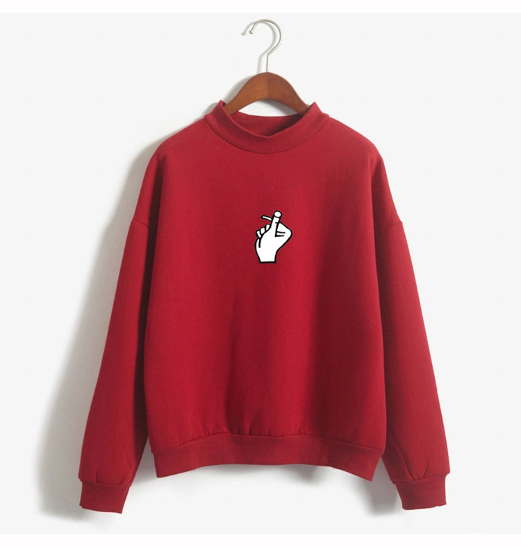 Fast Selling Popular Women\'s Clothing Korean Ulzzang Love Finger Than Heart Gesture Plush Sweater