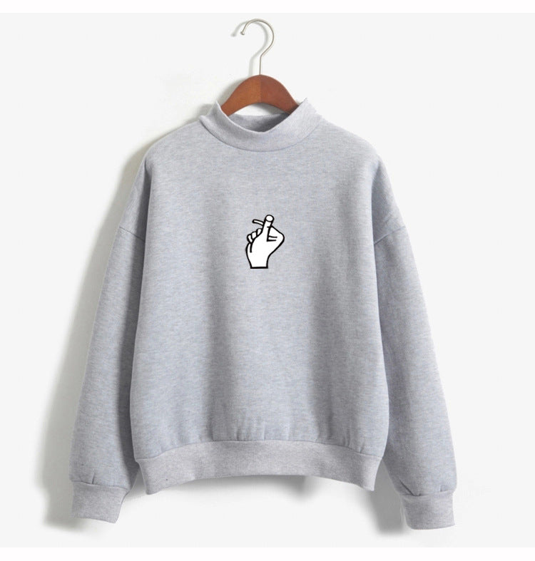 Fast Selling Popular Women\'s Clothing Korean Ulzzang Love Finger Than Heart Gesture Plush Sweater