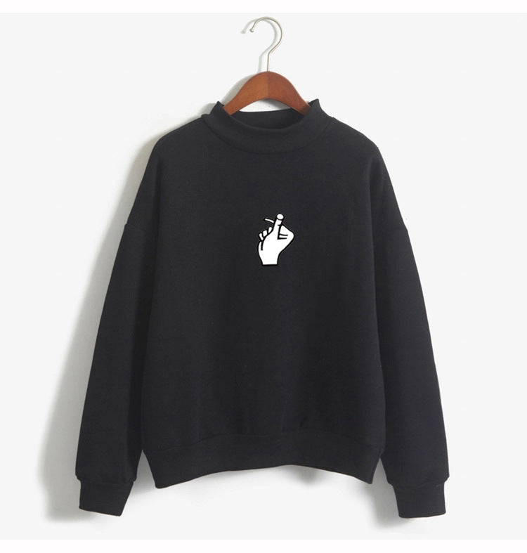 Fast Selling Popular Women\'s Clothing Korean Ulzzang Love Finger Than Heart Gesture Plush Sweater