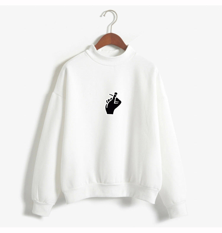 Fast Selling Popular Women\'s Clothing Korean Ulzzang Love Finger Than Heart Gesture Plush Sweater