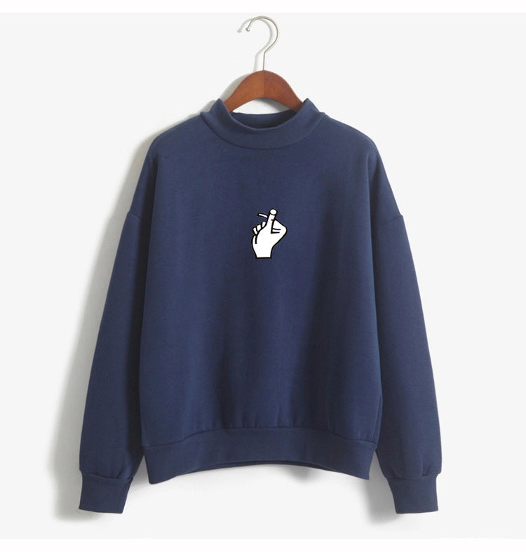 Fast Selling Popular Women\'s Clothing Korean Ulzzang Love Finger Than Heart Gesture Plush Sweater