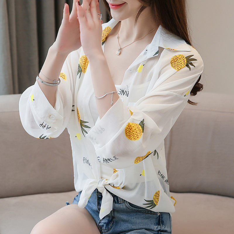 Fashion Printed Chiffon Sun Protection Clothing Women Cardigan S.W.