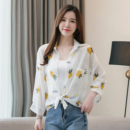 Fashion Printed Chiffon Sun Protection Clothing Women Cardigan S.W.