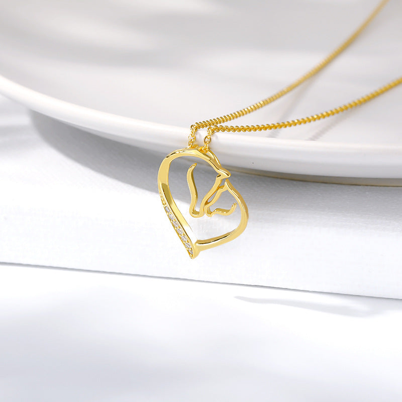 Zircon Necklace Classic Love Heart Pendant Necklace Women's Heart Necklace