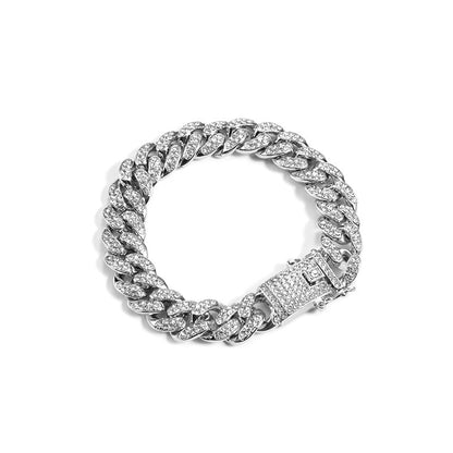 Individuality Full Diamond-studded Cuban Chain Hip-hop Street Rap Titanium Steel Bracelet