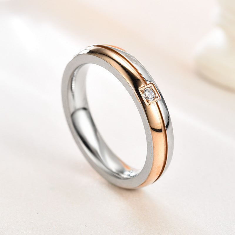 Titanium Rings Simplicity Cubic Zirconia