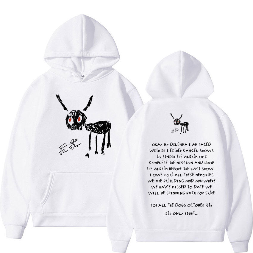 S.M.  Rapper Drake For All The Dogs Letter Hoodie