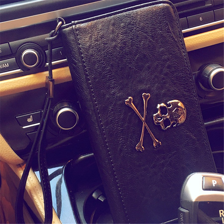 S.B. Women's skull soft leather wallet