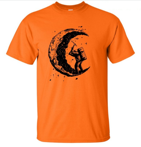 S.M. Digging The Moon Print Casual T-Shirt