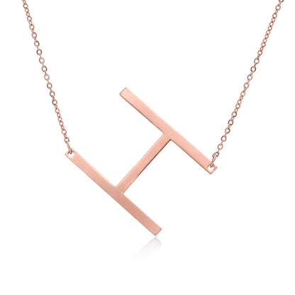 Fabulous Rose Gold Plated Stainless Steel Initial Letter Pendant Necklace