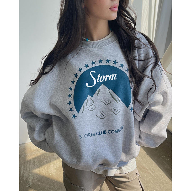 S.W. "Storm Club"  Graphic Print Crew Neck women's Sweatshirt