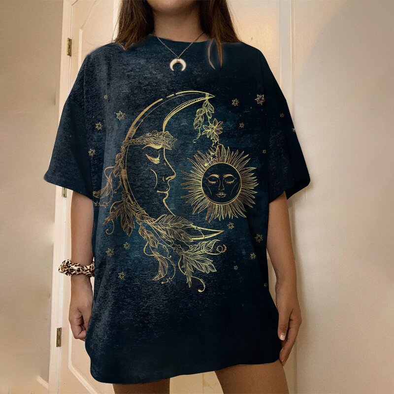 S.W. Retro Sun And Moon Printed Short Sleeve