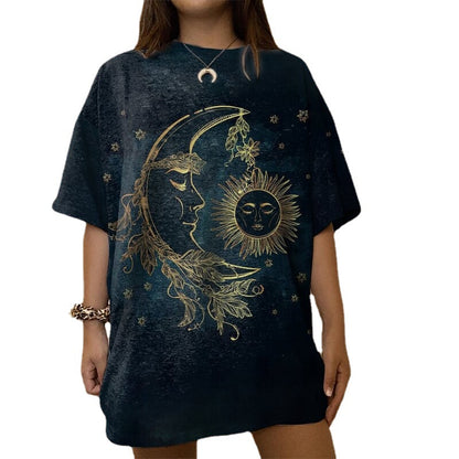 S.W. Retro Sun And Moon Printed Short Sleeve