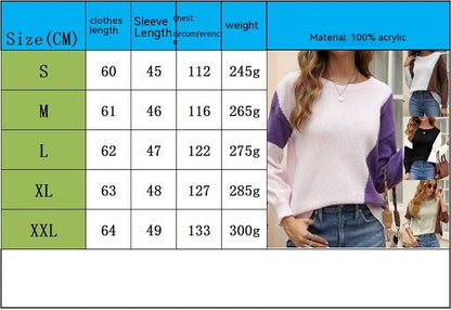 European And American Knitted Temperament Commute Long Sleeve Round Neck Multicolor Sweater