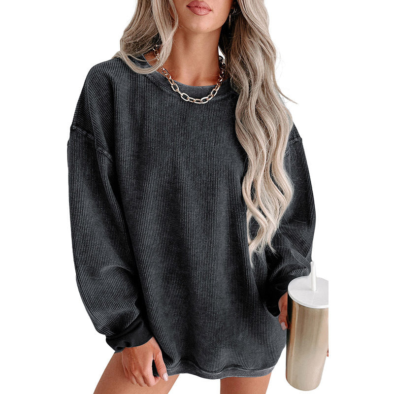 S.W. Casual Style Solid Color Pullover Women Thread Knitted Long Sleeve Sweater