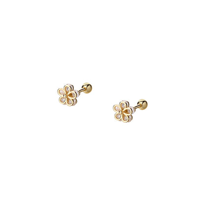 Women's Special-interest Design S925 Sterling Silver Small Flower Thread Tightening Buckle Earrings