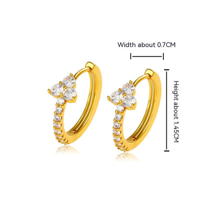 European And American Entry Lux Alloy Flower Inlaid Zirconium Earrings Luxury Temperament