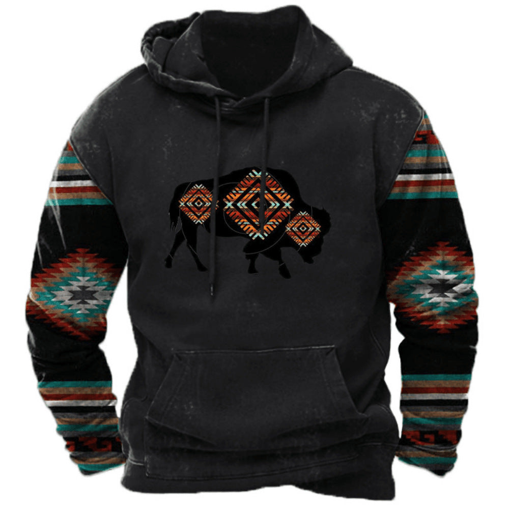 S.M.  3-D Design Western Style Hoodie