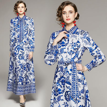 S.W.  Women's Printed Long Sleeve Dress