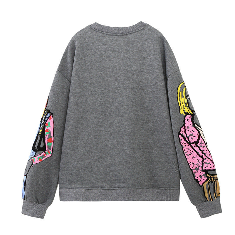 S.W.   Lazy Style Pullover Top  Printed Sweater