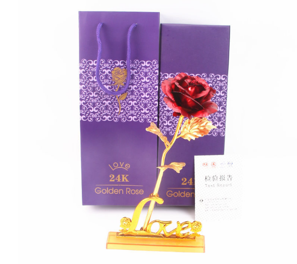 S.B. gold rose gift bag